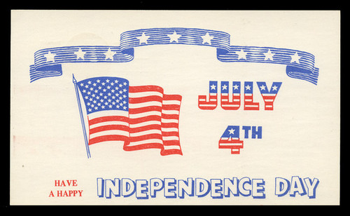 Independence Day Greeting Card (On Scott #UX58) - Est. period of use, early 1970s.