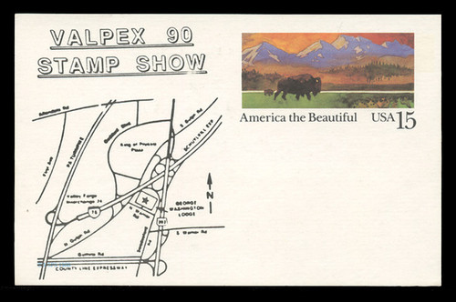 VALPEX '90 Stamp Show Advertising Card (On Scott #UX120) - Est. period of use, 1990.