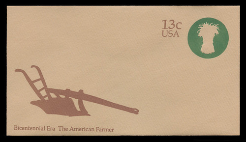 U.S. Scott # U 573/12, UPSS #3580/Unwmkd. 1976 13c American Farmer - Sheaf of Wheat - Mint (See Warranty)