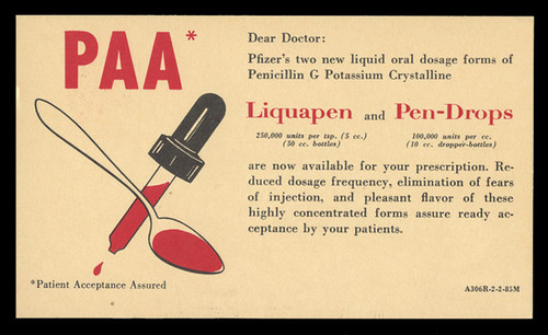 Pfizer, Liquapen/Pen-Drops Oral Penicillin (On Scott #UX38) - Est. period of use, early 1950s.