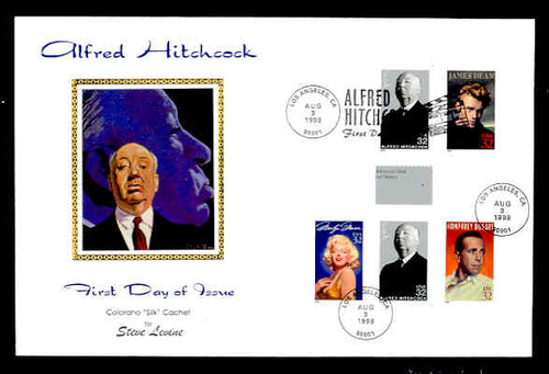 U.S. Scott #3226 Alfred Hitchcock Press Sheet First Day Cover.  Steve Levine/Colorano cachet,  PAIR with Horizontal Gutter in COMBO with other Legends. (See Warranty)