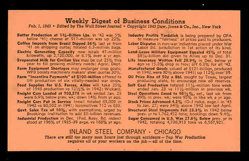 Wall Street Journal - Weekly Digest of Business Conditions (On Scott #UX27) - Est. period of use, 1940s.