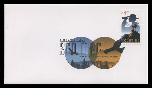 U.S. Scott #4472, 2010 44c Boy Scouts of America First Day Cover.  Digital Colorized Postmark