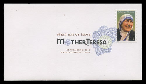 U.S. Scott #4475, 2010 44c Mother Teresa First Day Cover.  Digital Colorized Postmark