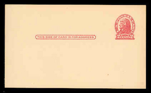 U.S. Scott # UX  29, 1917 2c Thomas Jefferson, red on cream, Die 1 - Mint Face Postal Card
