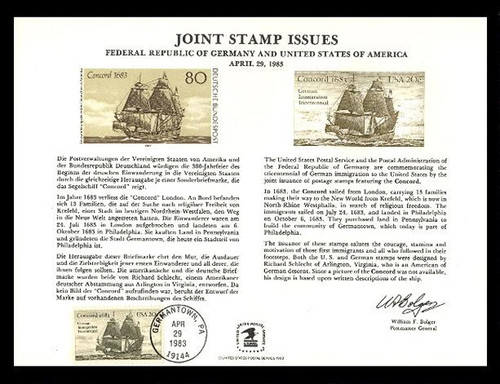 Brookman PS43/Scott SC82 1983 Joint German Issues Souvenir Card