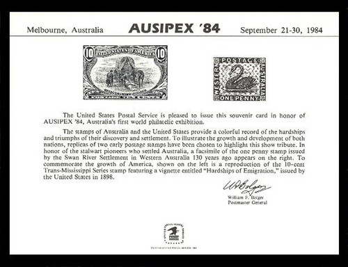 Brookman PS52/Scott SC97 1984 Ausipex '84 Souvenir Card