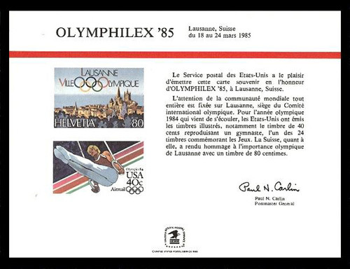 Brookman PS56/Scott SC102 1985 Olymphilex '85 Souvenir Card