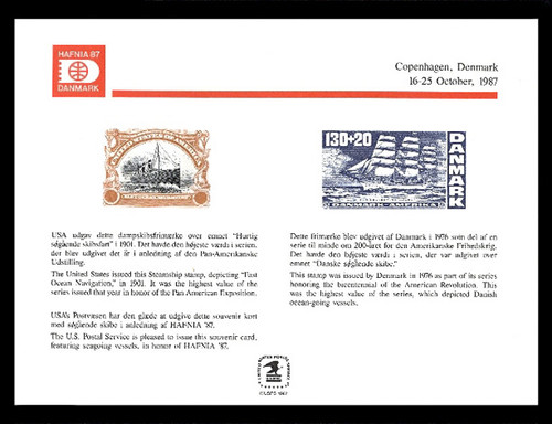 Brookman PS65/Scott SC118 1987 Hafnia '87 Souvenir Card