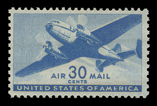 U.S. Scott # C  30, 1941 30c Twin Motored Transport Plane, blue U.S. Scott # C  30, 1941 30c Twin Motored Transport Plane, blue