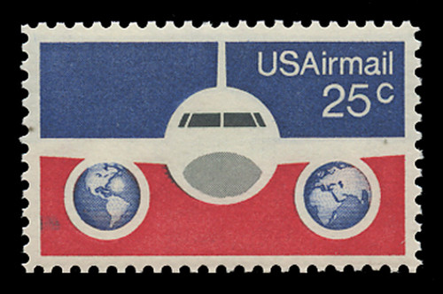 U.S. Scott # C  89, 1976 25c Plane & Globes