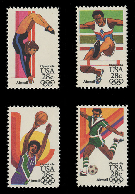 U.S. Scott # C 101-4, 1983 28c Summer Olympics, 1984 Issue (Set of 4 Singles)