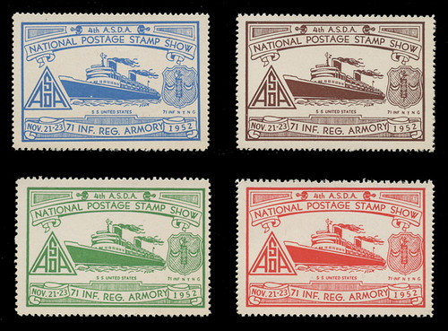 ASDA 1952 (4th) Stamp Show, S.S. United States, Perforated (Set of 4)