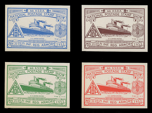 ASDA 1952i (4th) Stamp Show, S.S. United States, Imperforate (Set of 4)