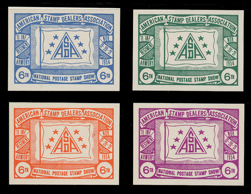 ASDA 1954i (6th) Stamp Show, Flag and Stars, Imperforate (Set of 4)