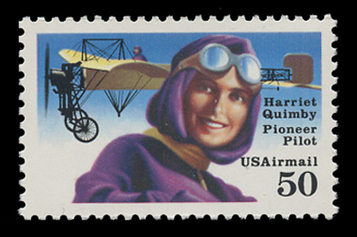 U.S. Scott # C 128b, 1991 50c Harriet Quimby - Perf. 11.2, Mottled Tagged