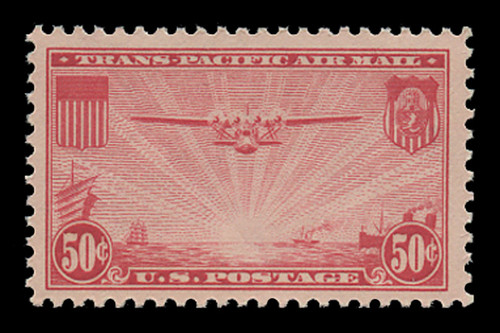U.S. Scott # C  22, 1937 50c "China Clipper" over Pacific, carmine U.S. Scott # C  22, 1937 50c "China Clipper" over Pacific, carmine