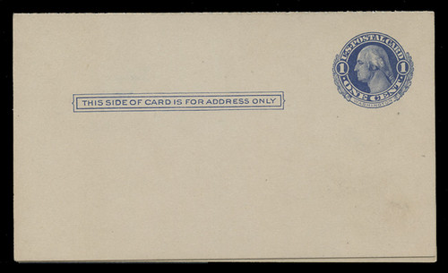 U.S. Scott # UY  5, 1910 1c Washington (Blue) - Mint Message-Reply Card - FOLDED