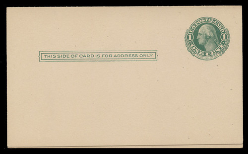 U.S. Scott # UY  6, 1911 1c Washington (Green) Double Frame Line - Mint Message-Reply Card - FOLDED