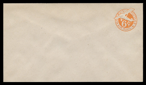 U.S. Scott # UC  6N/13, UPSS #AM25/39 1944 6c Orange Plane, "6" = 6 mm, Leaning Tail, No Border - Mint (See Warranty)