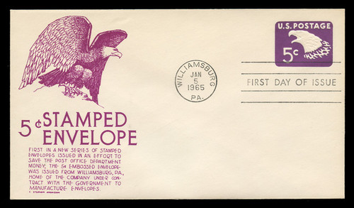 U.S. Scott #U550 5c Eagle Envelope First Day Cover.  Anderson cachet, PURPLE variety.