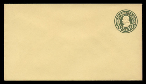 U.S. Scott # U 421d/10, UPSS #2086/38 1915-32 1c Franklin, green on amber, Die 5 - Mint (See Warranty)