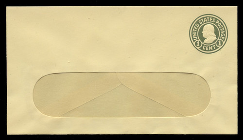 U.S. Scott # U 421d/10-WINDOW, UPSS #2087/36 1915-32 1c Franklin, green on amber, Die 5 - Mint (See Warranty)