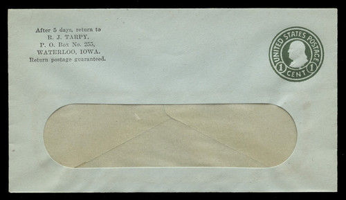 U.S. Scott # U 423b/10-WINDOW, UPSS #2120/22 1915-32 1c Franklin, green on blue, Die 4 - Mint (See Warranty)