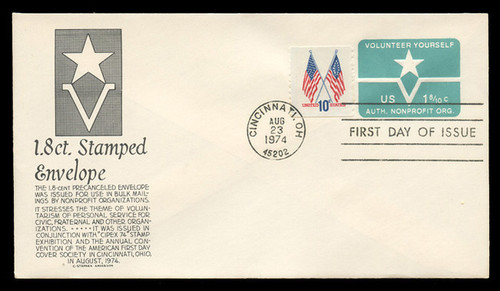 U.S. Scott #U568 1.8c Non-Profit Organization Envelope First Day Cover.  Anderson cachet, BLACK variety.