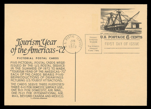 U.S. Scott #UX61 6c U.S.F. Constellation Postal Card First Day Cover.  Anderson cachet, BLACK variety.