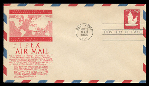 U.S. Scott #UC25 6c FIPEX - Eagle Envelope First Day Cover.  Anderson cachet, RED variety.