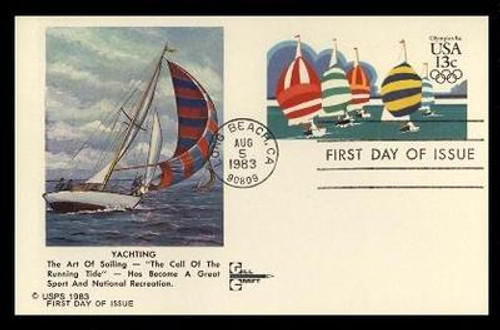 U.S. Scott #UX100 13c Olympics - Yachting Postal Card First Day Cover.  Gill Craft cachet.