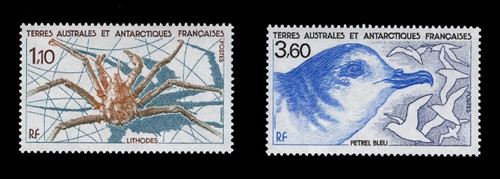 FSAT Scott # 143-4, 1989 Fauna - Lithodes & Blue Petrel (Set of 2)