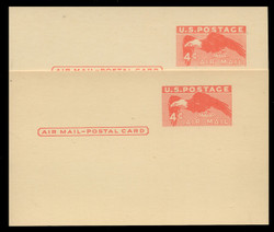 USA Scott # UXC 01/UPSS #SA1, 1949 4c Eagle, Gov't Miscut - Mint Airmail Postal Card (See Warranty)