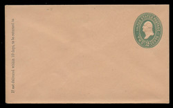 USA Scott # U 313/07, UPSS #969/07 1887-94 2c Washington, Die 2, green on oriental buff - Mint (See Warranty)