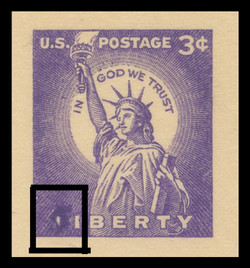 USA Scott # UX  46, 1958 3c Statue of Liberty, Color "Blob" obscures part of the "L" of Liberty - Mint Postal Card (See Warranty)