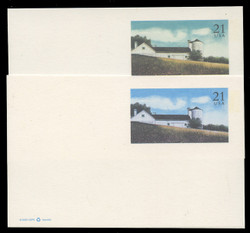 USA Scott # UX 375, 2001 21c White Barn, Significantly Bluer Sky - Mint Postal Card (See Warranty)