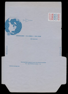 U.S. Scott # UC 48D 1974 18c U.S.A., Outline & Globe, Die Cutting Reversed - Mint Air Letter Sheet, UNFOLDED (See Warranty)