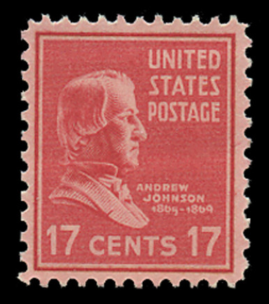 822 - 1938 17c Andrew Johnson, rose red - Mystic Stamp Company