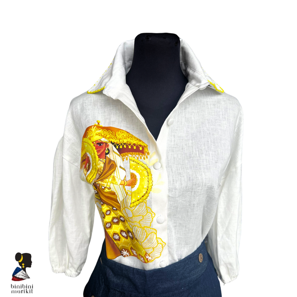 Singkil Garterized Long-Sleeve Top
