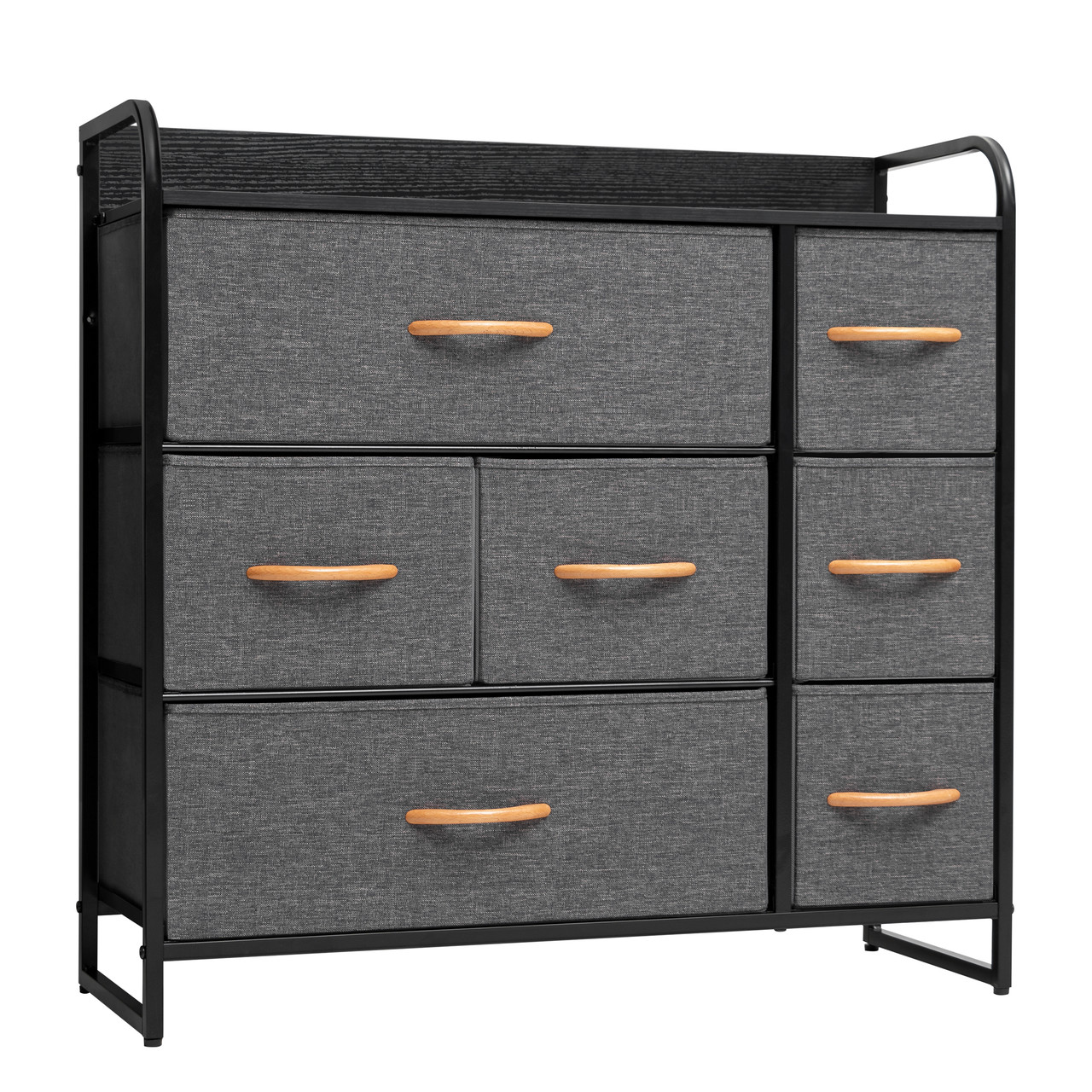 7 Drawers Dresser, Vertical Storage Tower with Shelves, Fabric Bins,  Versatile Cabinet, Organizer Unit