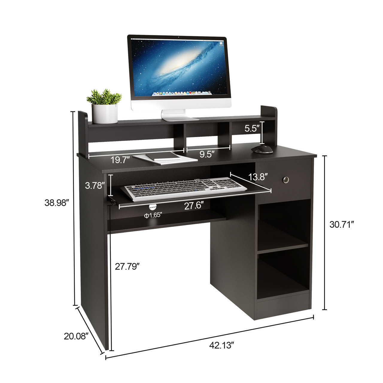Crestlive Products Writing Computer Desk with Keyboard Tray & Drawer ...