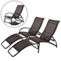 Crestlive Products Outdoor Folding Reclining Chaise Lounge Chair, Aluminum Adjustable Portable Sun Tanning Rocking Lounger, All Weather in Brown Finish for Lawn, Patio, Deck, Poolside