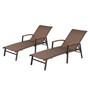 2PCS Adjustable Aluminum Patio Chaise Lounge Chair with Polywood Arms