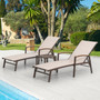 3PCS Adjustable Patio Chaise Lounge Chair with Square Side Table Set