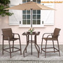 2 Pcs Bar Chairs and 1 Table With Aluminum Frame Patio Bar Set(beige/brown/gray)