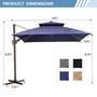 10ft Patio Deluxe Cantilever Umbrella Umbrella Outdoor Square Double Top Offset Umbrella