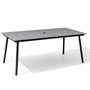 Crestlive Products Patio Dining Table with Umbrella Hole Aluminum Frame Wood-Like Bistro Rectangular Table Outdoor Furniture