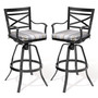 2Pcs  Patio Bar Stools Set Outdoor Cast Aluminum Swivel Stools All Weather Furniture Dining Chair