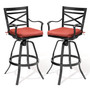 2Pcs  Patio Bar Stools Set Outdoor Cast Aluminum Swivel Stools All Weather Furniture Dining Chair